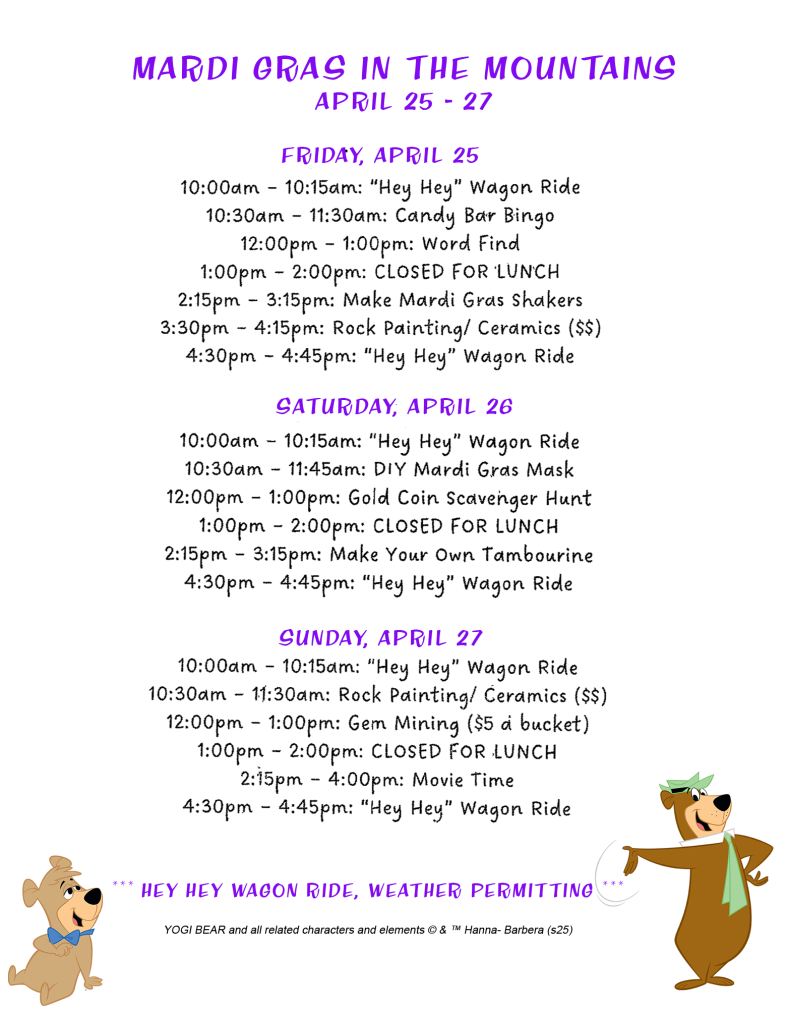 mardi gras on the mountain activities at Jellystone Park™ cherokee